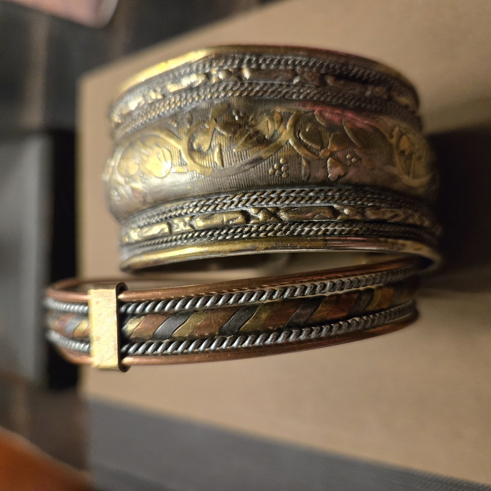 Elegant Gold and Silver His and Hers Bracelet Bundle Brass and Copper